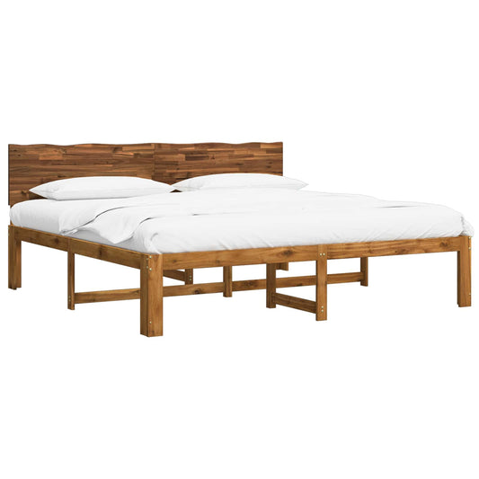 Double Bed Frame with Headboard ROSTOCK Natural 200 x 200 cm