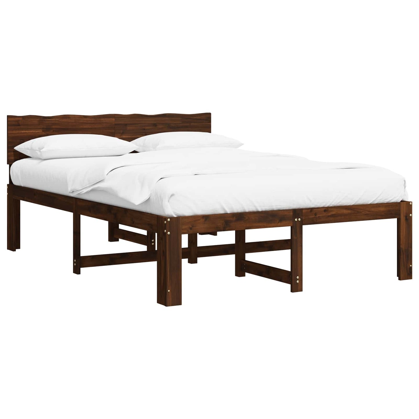 Double Bed Frame with Headboard ROSTOCK Dark Brown 150 x 200 cm