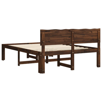 Double Bed Frame with Headboard ROSTOCK Dark Brown 160 x 200 cm