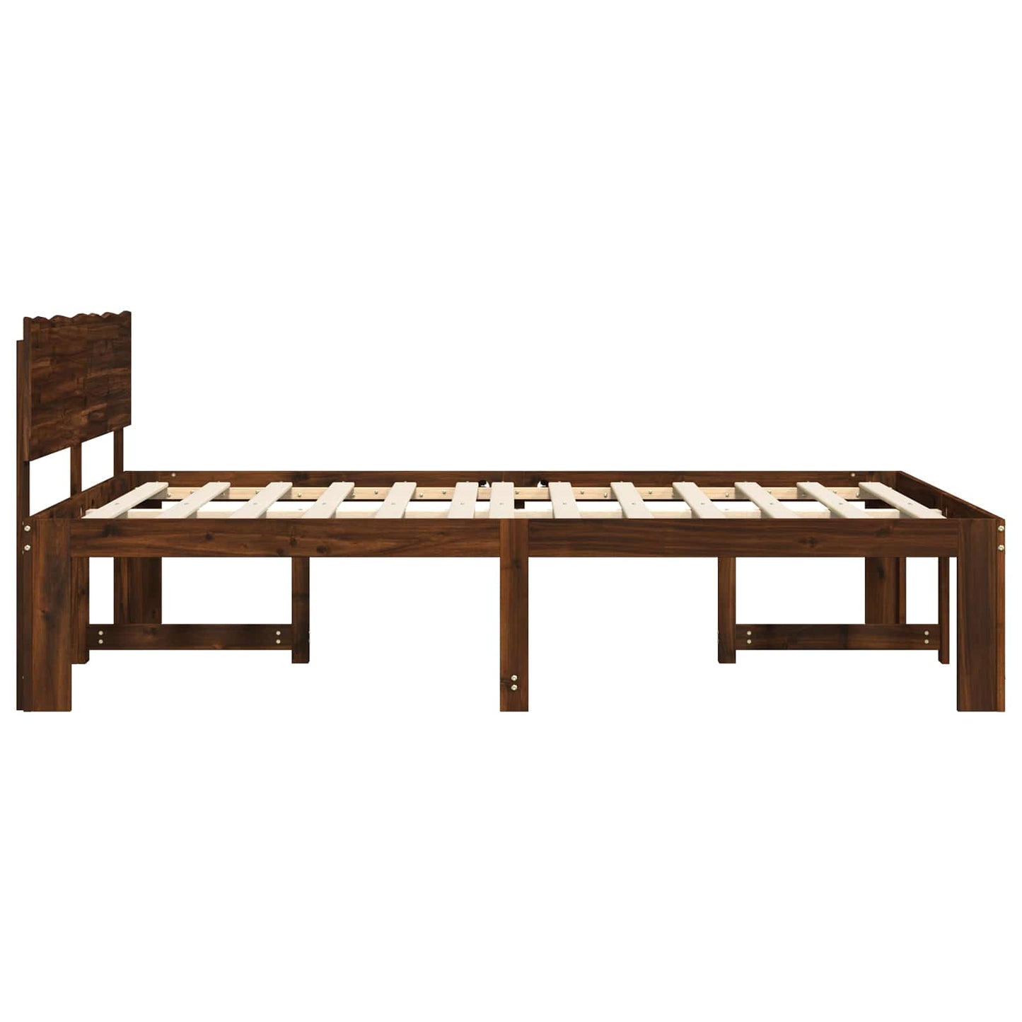 Double Bed Frame with Headboard ROSTOCK Dark Brown 160 x 200 cm