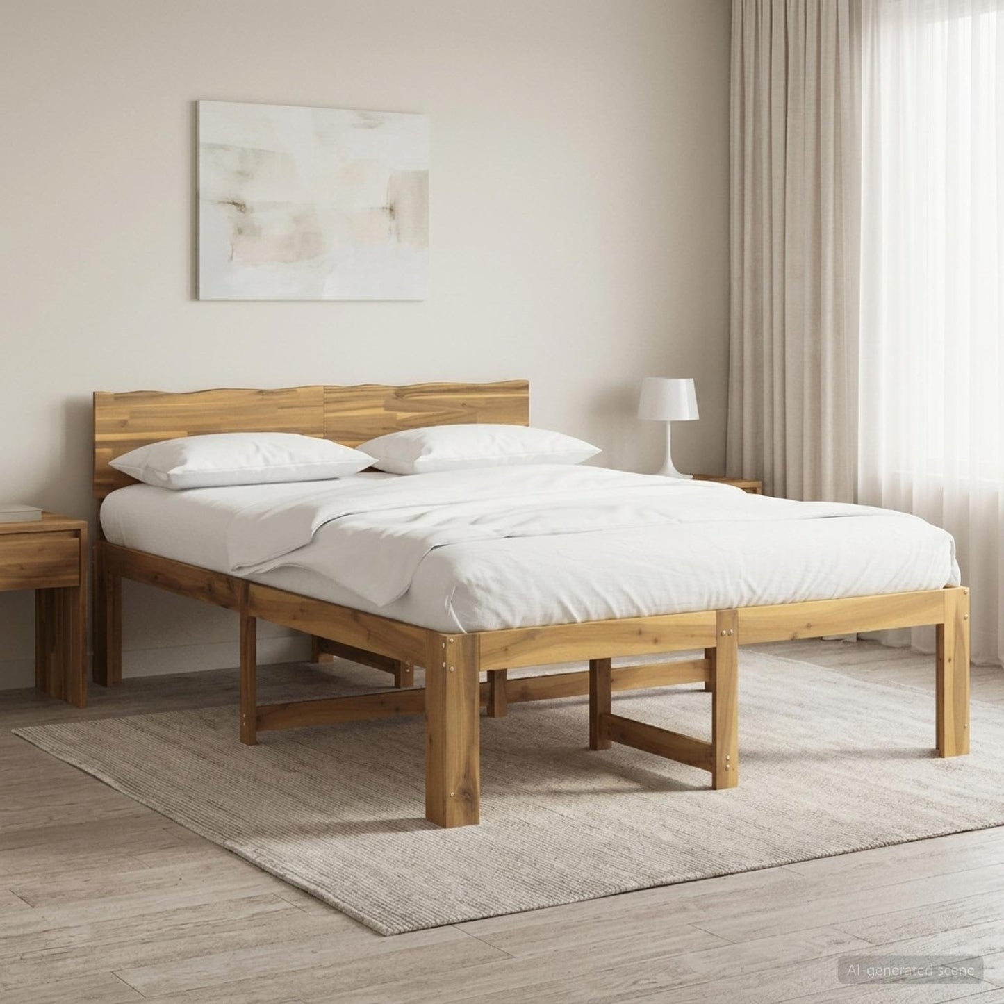 Double Bed Frame with Headboard ROSTOCK White 160 x 200 cm