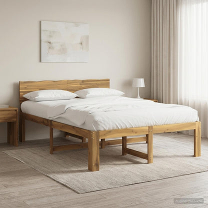 Double Bed Frame with Headboard ROSTOCK White 160 x 200 cm
