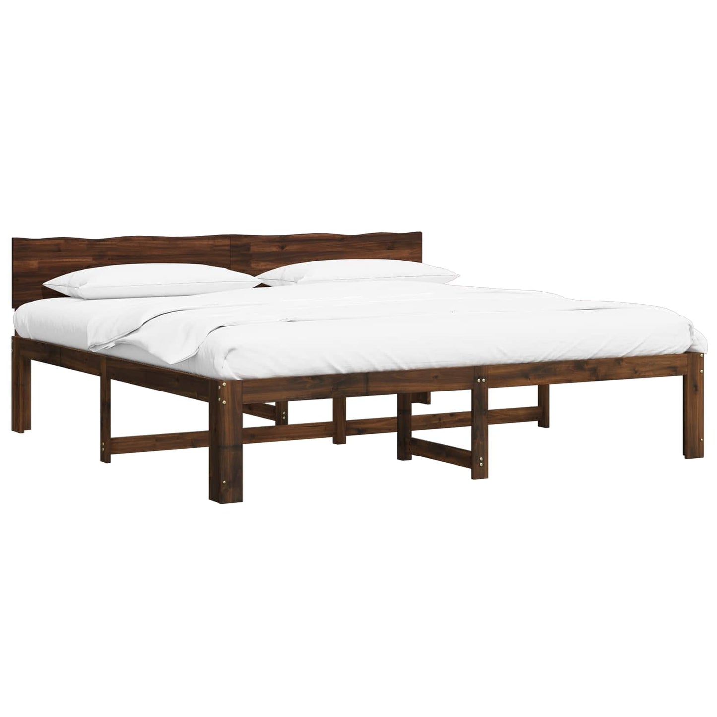 Double Bed Frame with Headboard ROSTOCK Dark Brown 180 x 200 cm