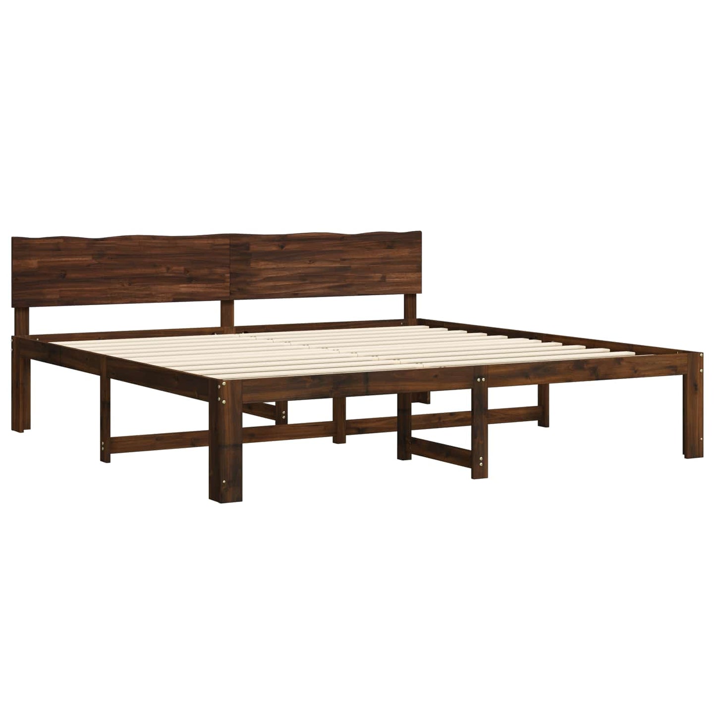Double Bed Frame with Headboard ROSTOCK Dark Brown 180 x 200 cm