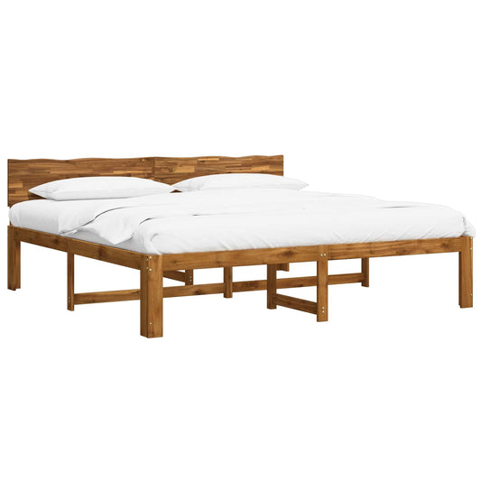 Double Bed Frame with Headboard ROSTOCK Natural 180 x 200 cm