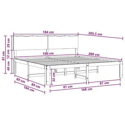 Double Bed Frame with Headboard ROSTOCK White 180 x 200 cm