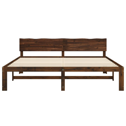 Double Bed Frame with Headboard ROSTOCK Dark Brown 200 x 200 cm