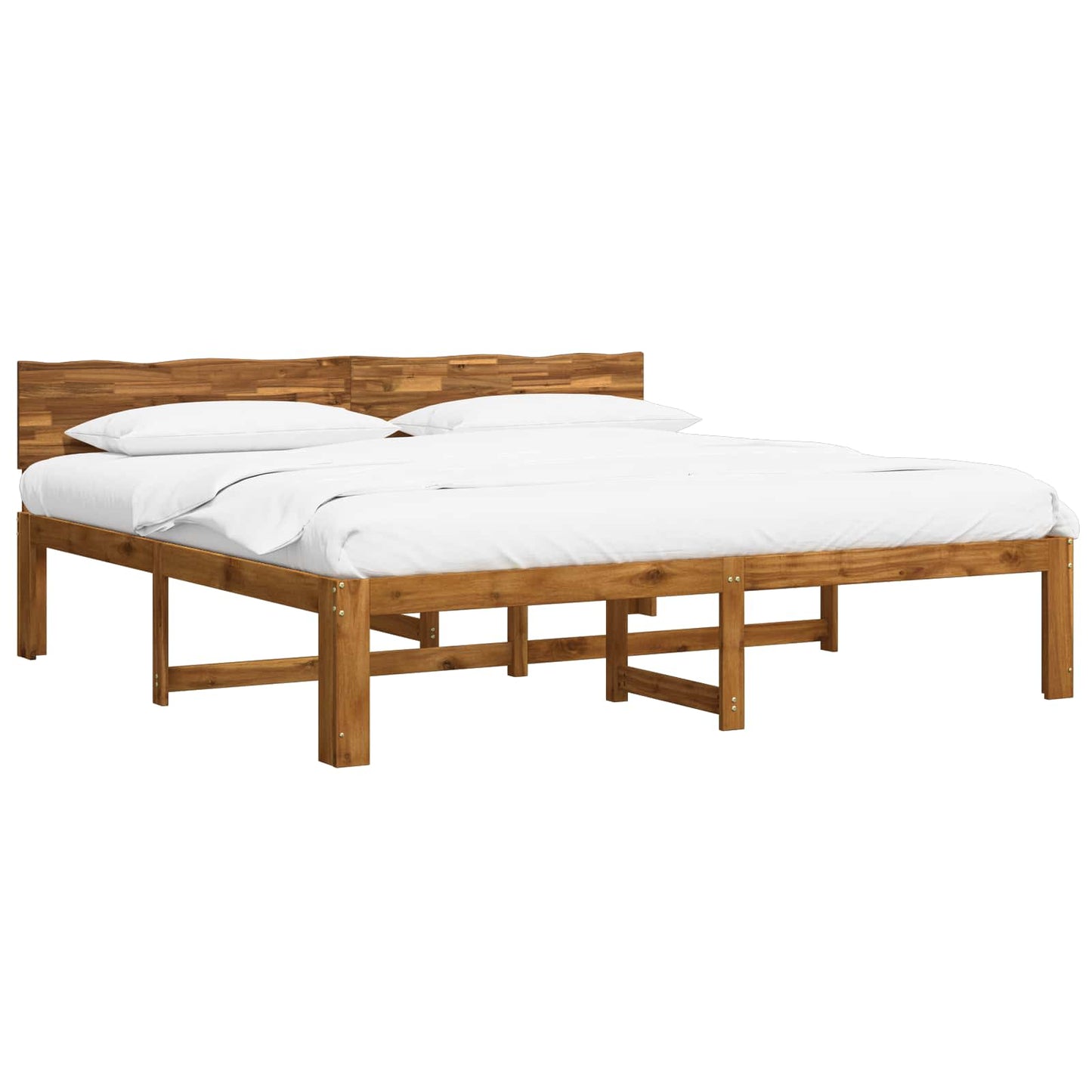 Double Bed Frame with Headboard ROSTOCK Natural 200 x 200 cm