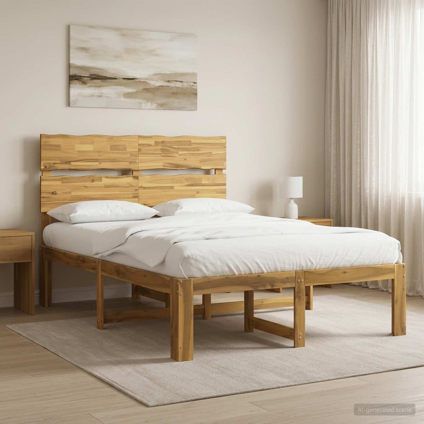 Double Bed Frame with Headboard ROSTOCK White 120 x 190 cm