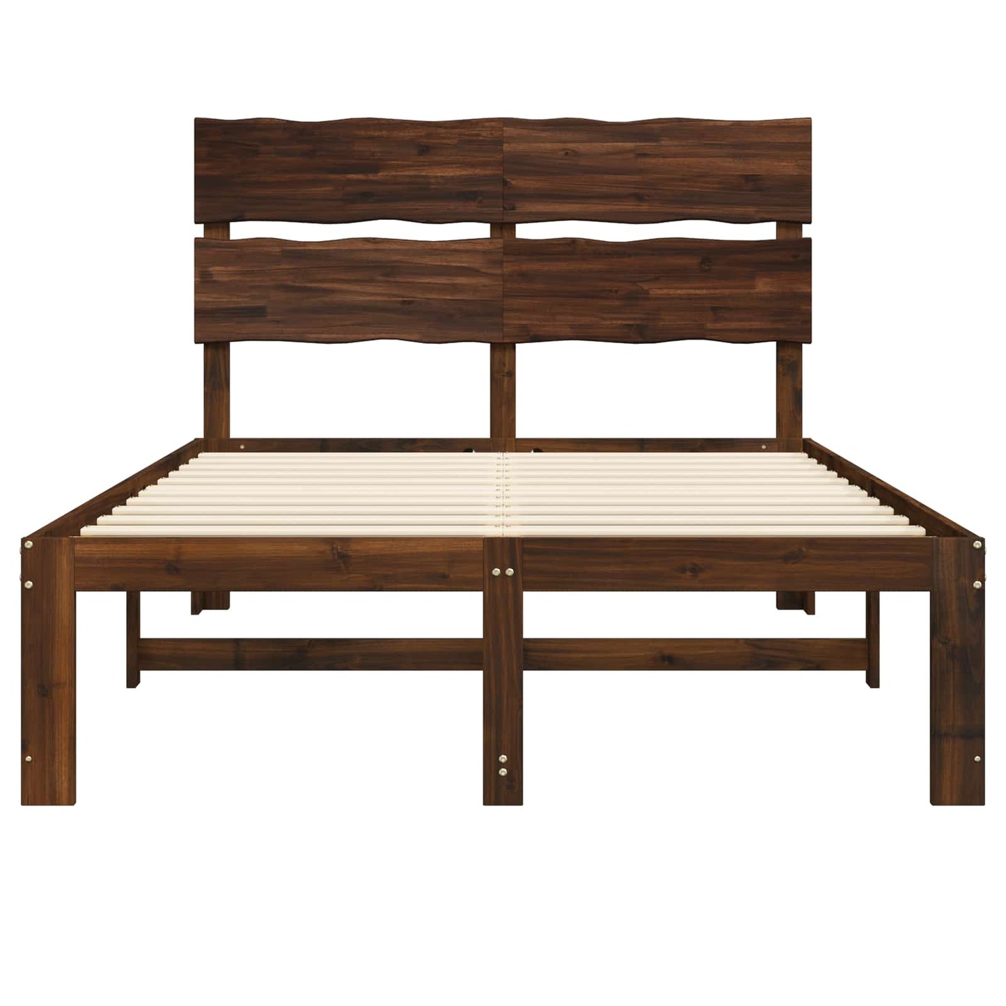 Double Bed Frame with Headboard ROSTOCK Dark Brown 135 x 190 cm