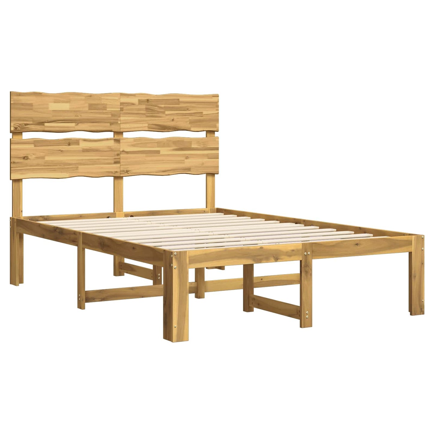 Double Bed Frame with Headboard ROSTOCK White 135 x 190 cm