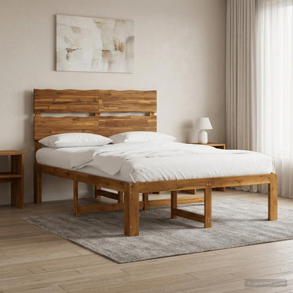 Double Bed Frame with Headboard ROSTOCK Natural 120 x 200 cm