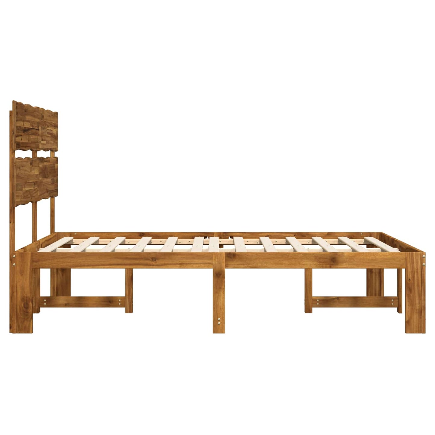 Double Bed Frame with Headboard ROSTOCK Natural 120 x 200 cm