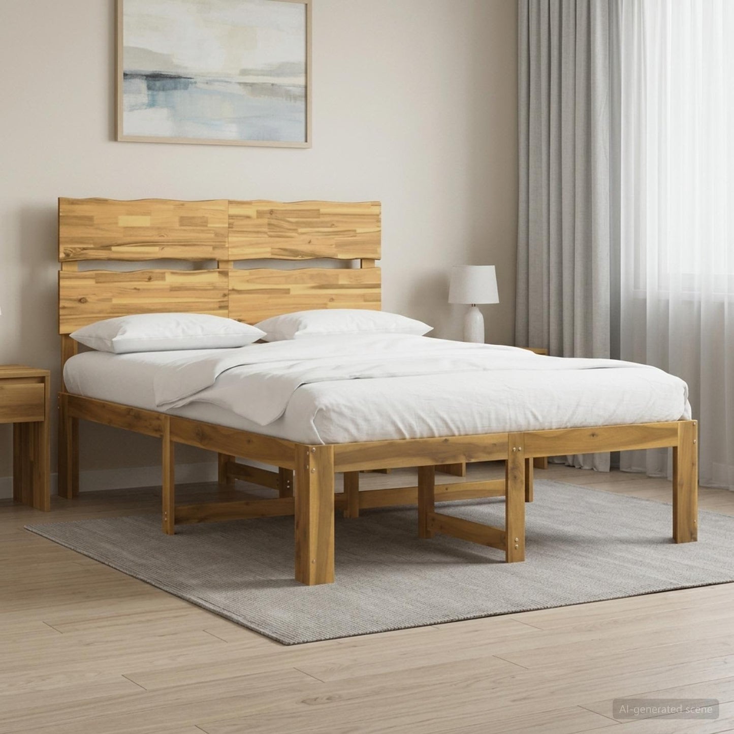 Double Bed Frame with Headboard ROSTOCK White 120 x 200 cm