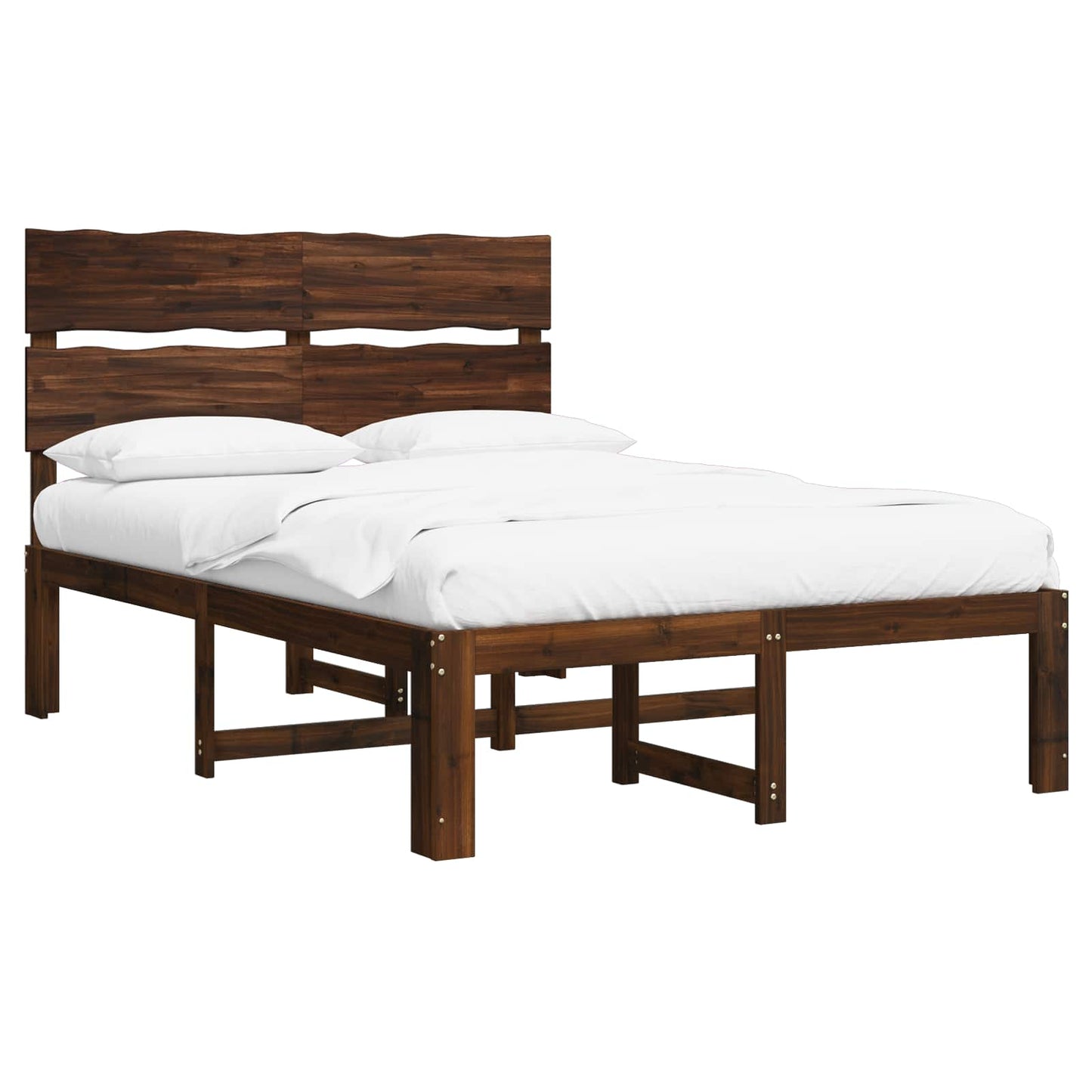 Double Bed Frame with Headboard ROSTOCK Dark Brown 140 x 200 cm
