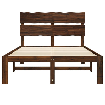 Double Bed Frame with Headboard ROSTOCK Dark Brown 140 x 200 cm