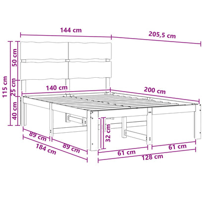 Double Bed Frame with Headboard ROSTOCK Dark Brown 140 x 200 cm