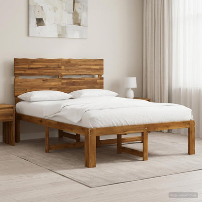 Double Bed Frame with Headboard ROSTOCK Natural 140 x 200 cm