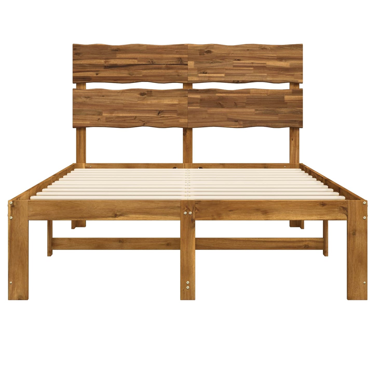 Double Bed Frame with Headboard ROSTOCK Natural 140 x 200 cm