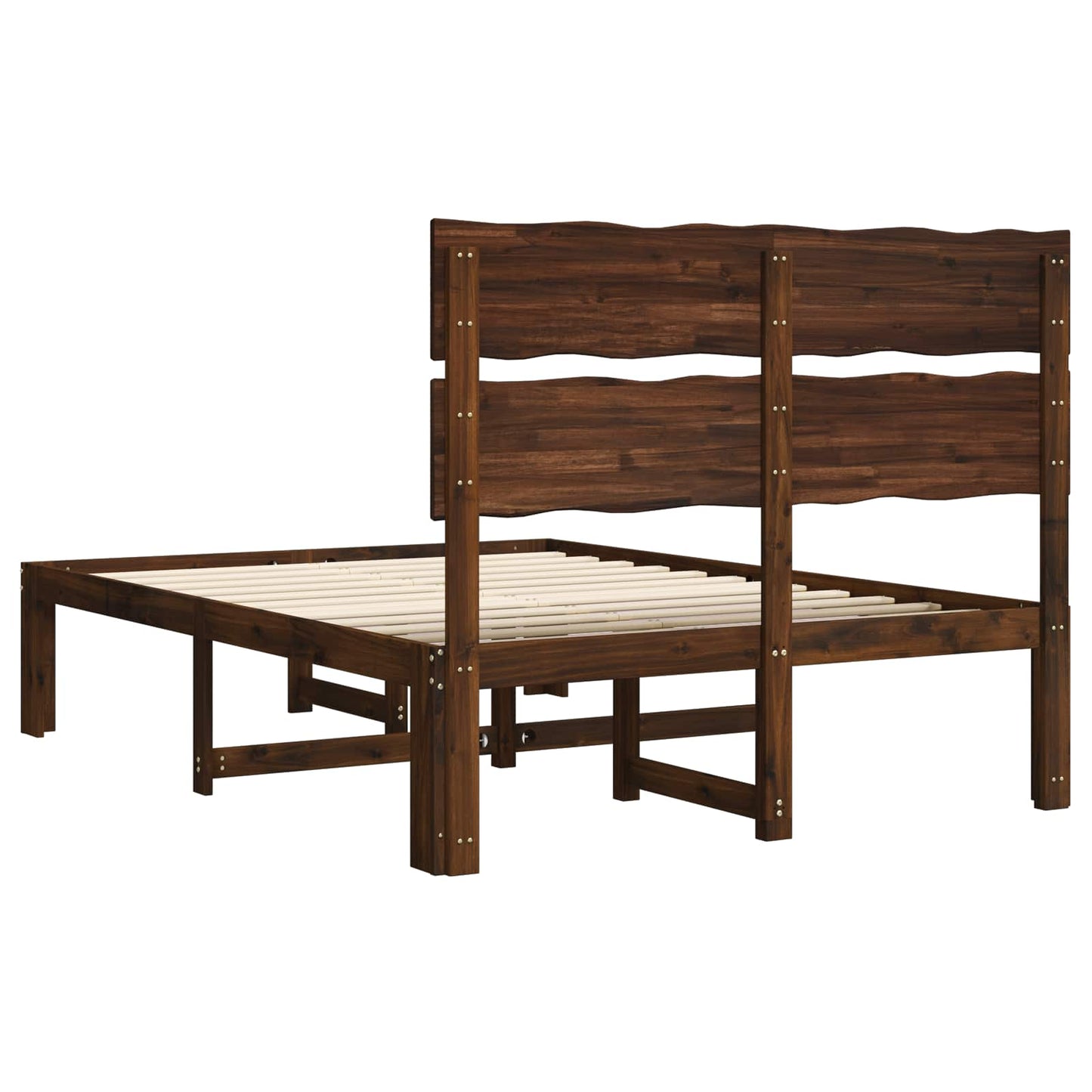 Double Bed Frame with Headboard ROSTOCK Dark Brown 150 x 200 cm