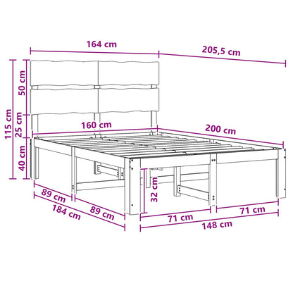 Double Bed Frame with Headboard ROSTOCK White 160 x 200 cm