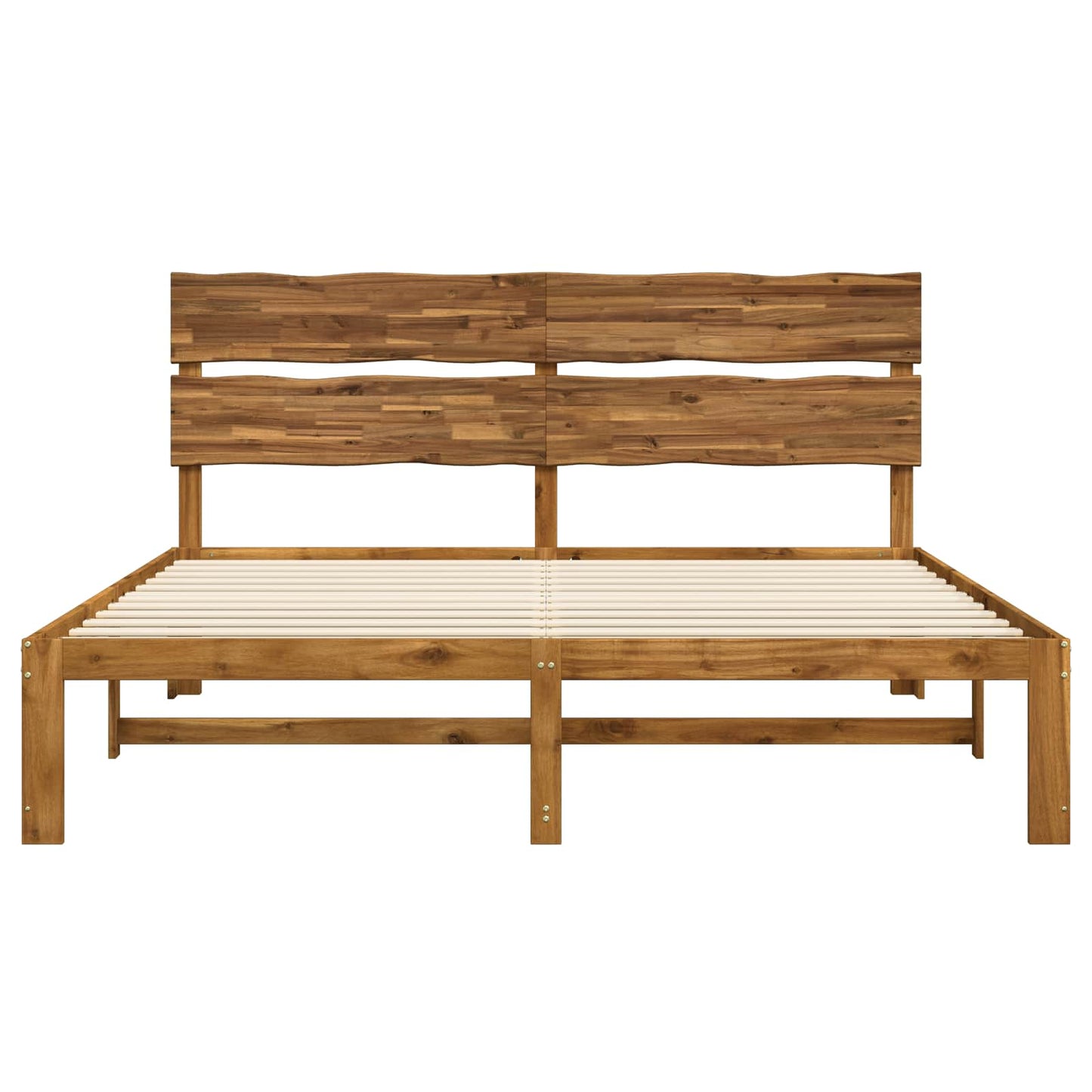 Double Bed Frame with Headboard ROSTOCK Natural 180 x 200 cm