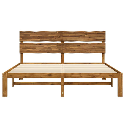 Double Bed Frame with Headboard ROSTOCK Natural 180 x 200 cm
