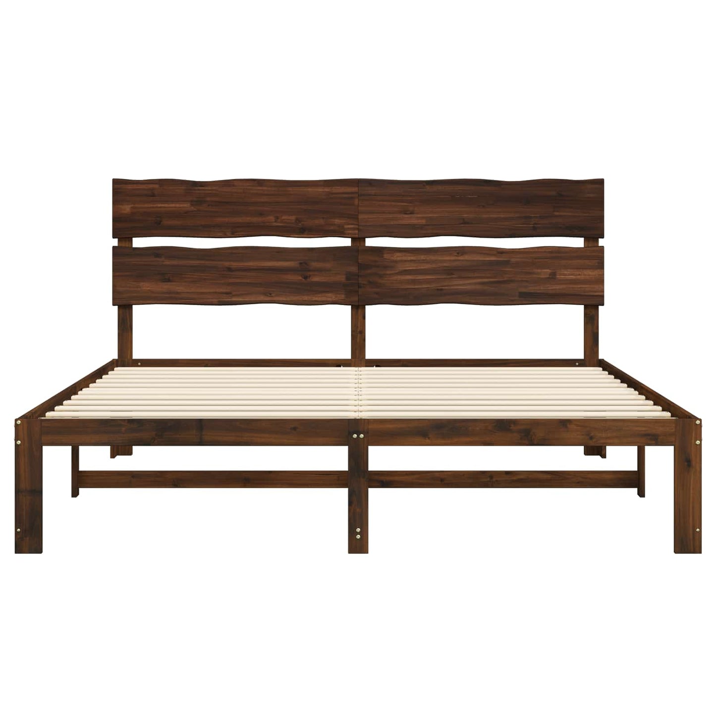 Double Bed Frame with Headboard ROSTOCK Dark Brown 200 x 200 cm