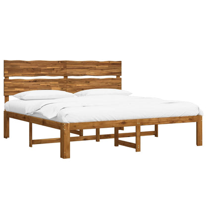 Double Bed Frame with Headboard ROSTOCK Natural 200 x 200 cm