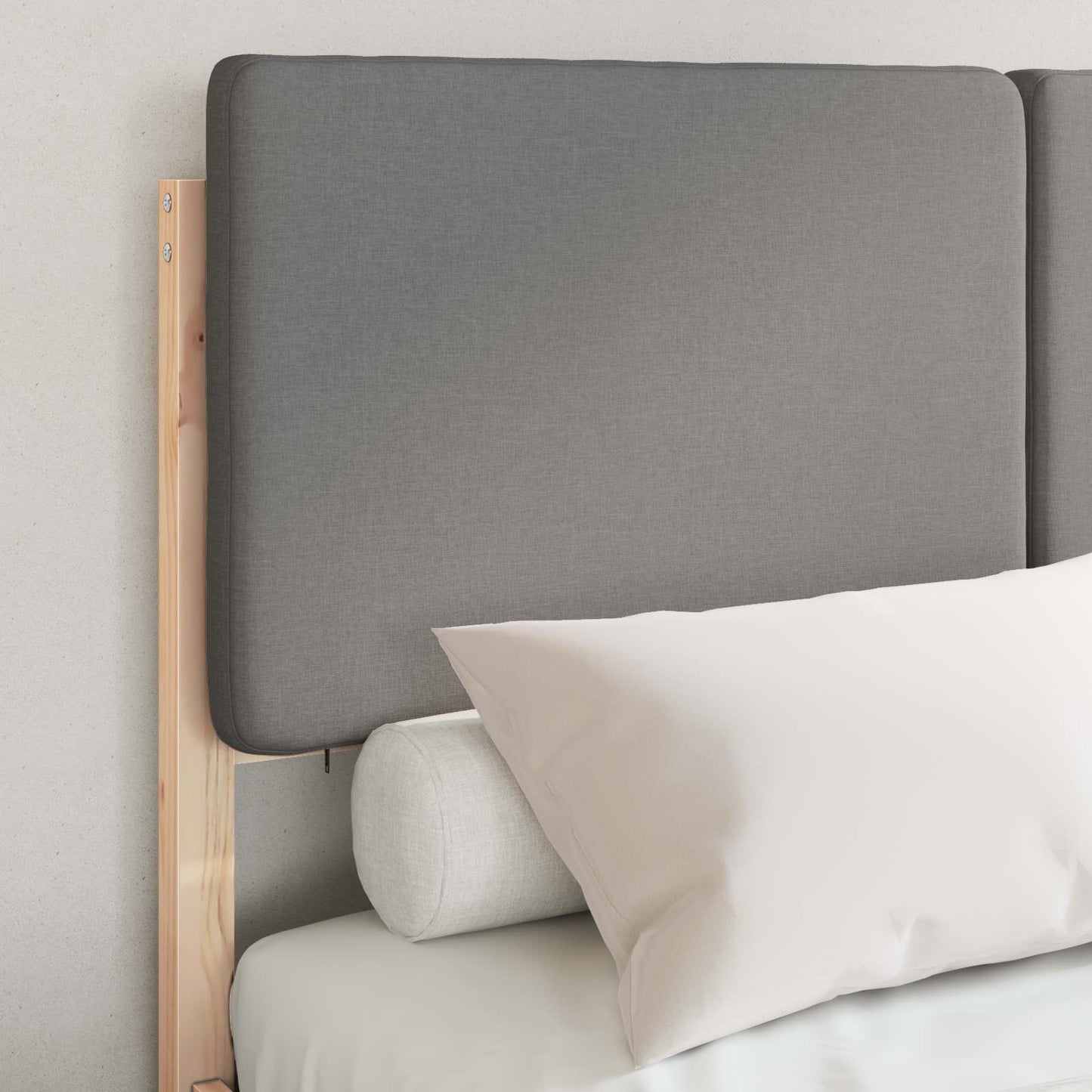 Bed Frame with Upholstered Headboard Light Grey 120 x 200 cm