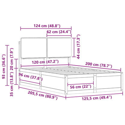 Bed Frame with Upholstered Headboard Black 120 x 200 cm