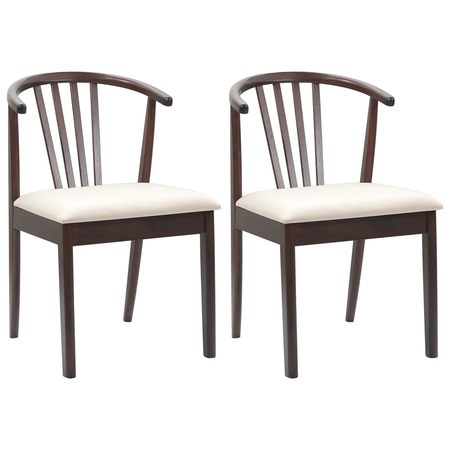 Dining Chair 2 pcs Light Brown and Light Solid Rubberwood