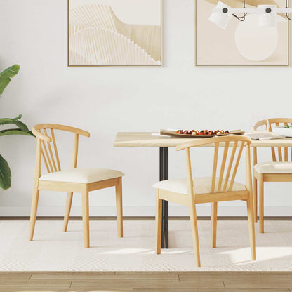 Dining Chair 2 pcs Natural and Light Solid Rubberwood