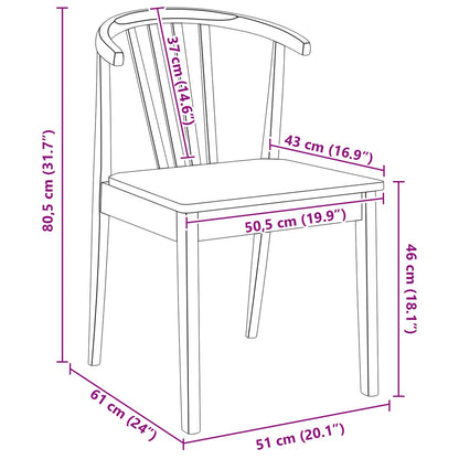 Dining Chair 2 pcs Natural Solid Rubberwood