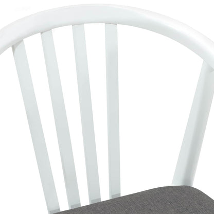 Dining Chair 2 pcs White and Grey Solid Rubberwood