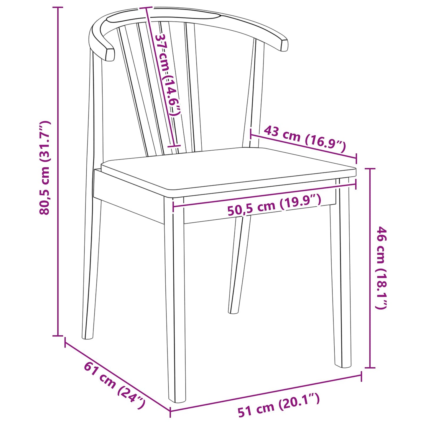 Dining Chair 2 pcs White Solid Rubberwood