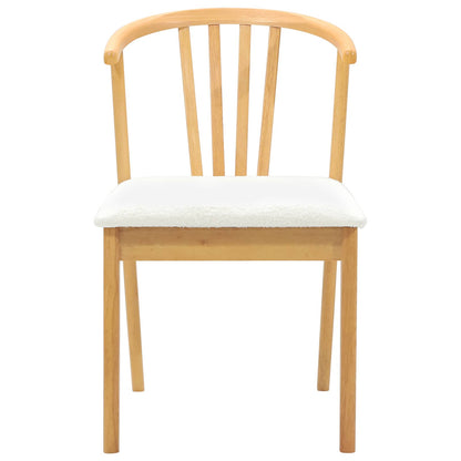 Dining Chair 2 pcs Natural and White Solid Rubberwood