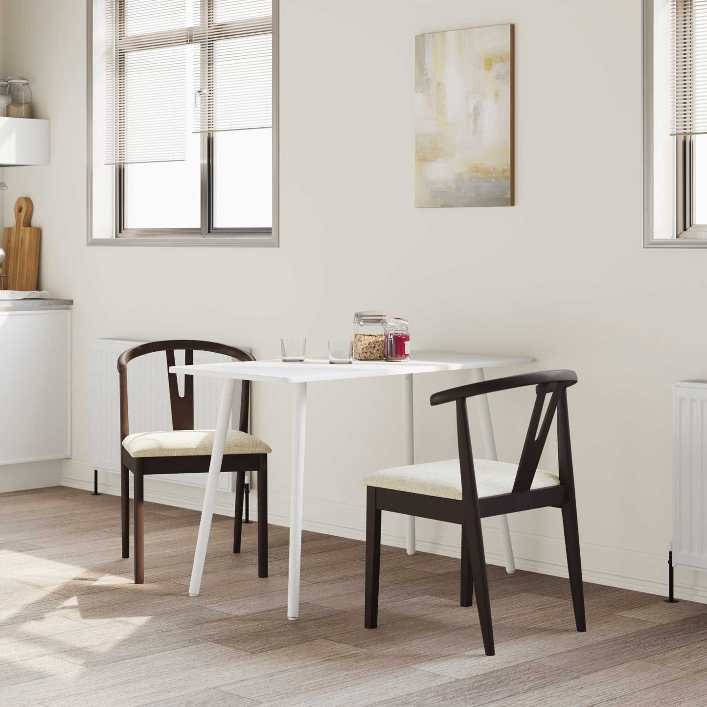 Dining Chair 2 pcs Light Brown and Light Solid Rubber Wood
