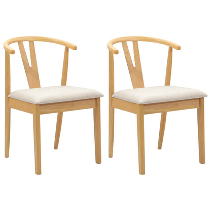 Dining Chair 2 pcs Natural and Light Solid Rubber Wood