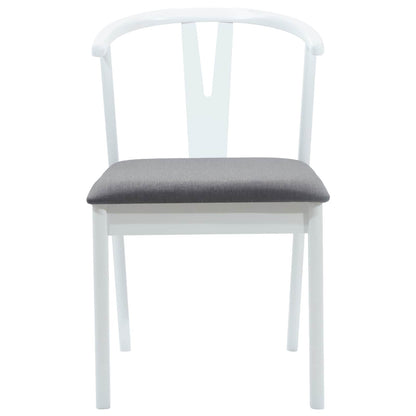 Dining Chair 2 pcs White and Grey Solid Rubber Wood