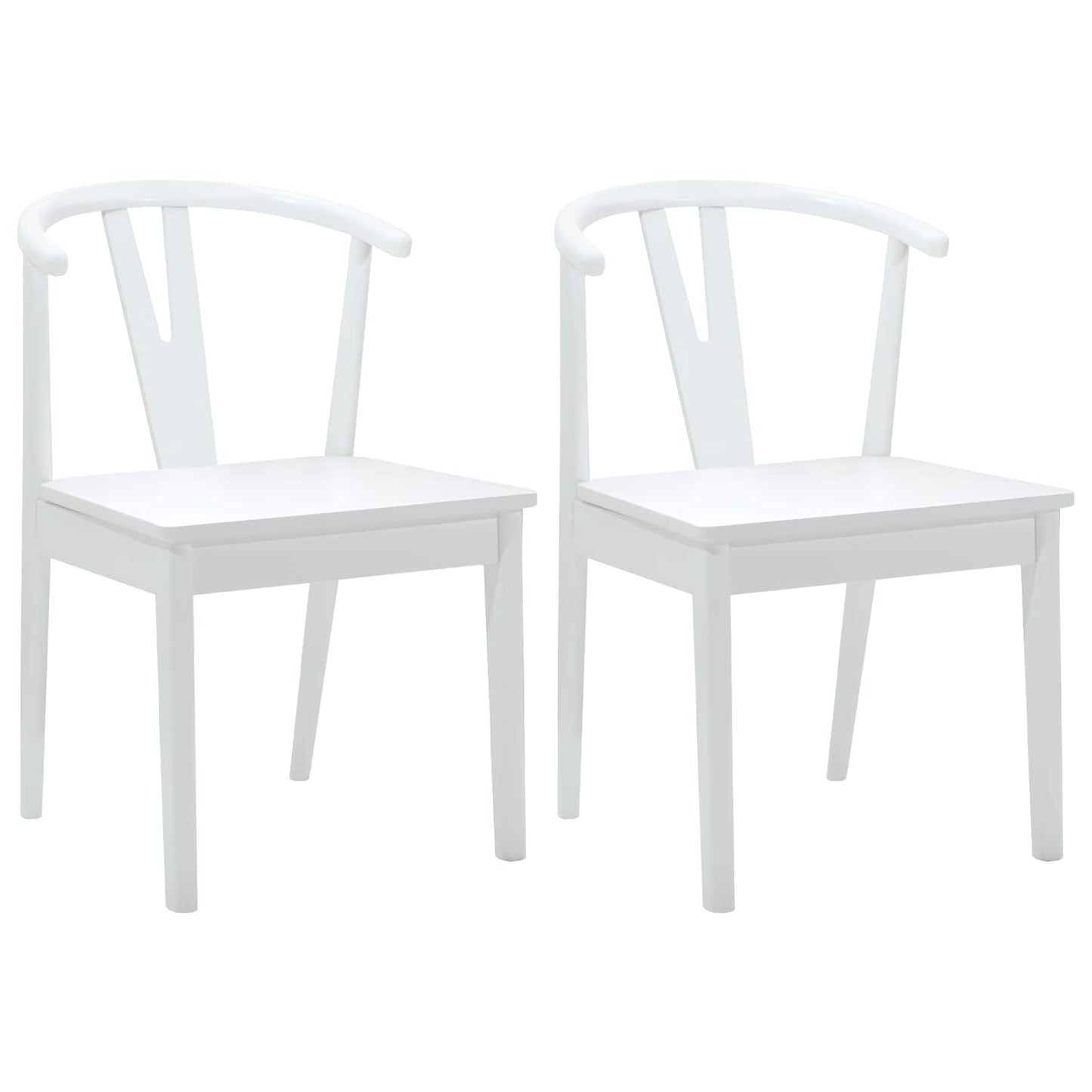 Dining Chair 2 pcs White and White Solid Rubber Wood