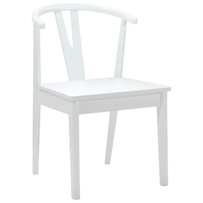 Dining Chair 2 pcs White and White Solid Rubber Wood