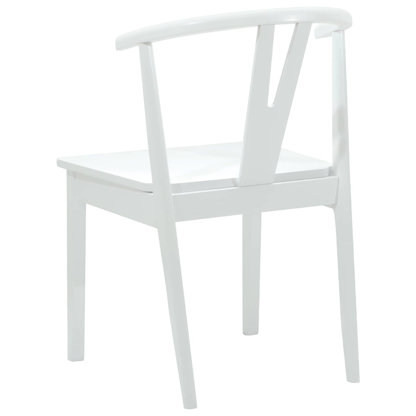 Dining Chair 2 pcs White and White Solid Rubber Wood