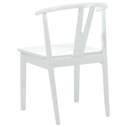 Dining Chair 2 pcs White and White Solid Rubber Wood