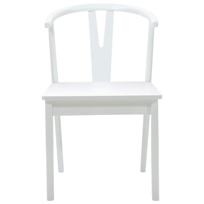 Dining Chair 2 pcs White and White Solid Rubber Wood
