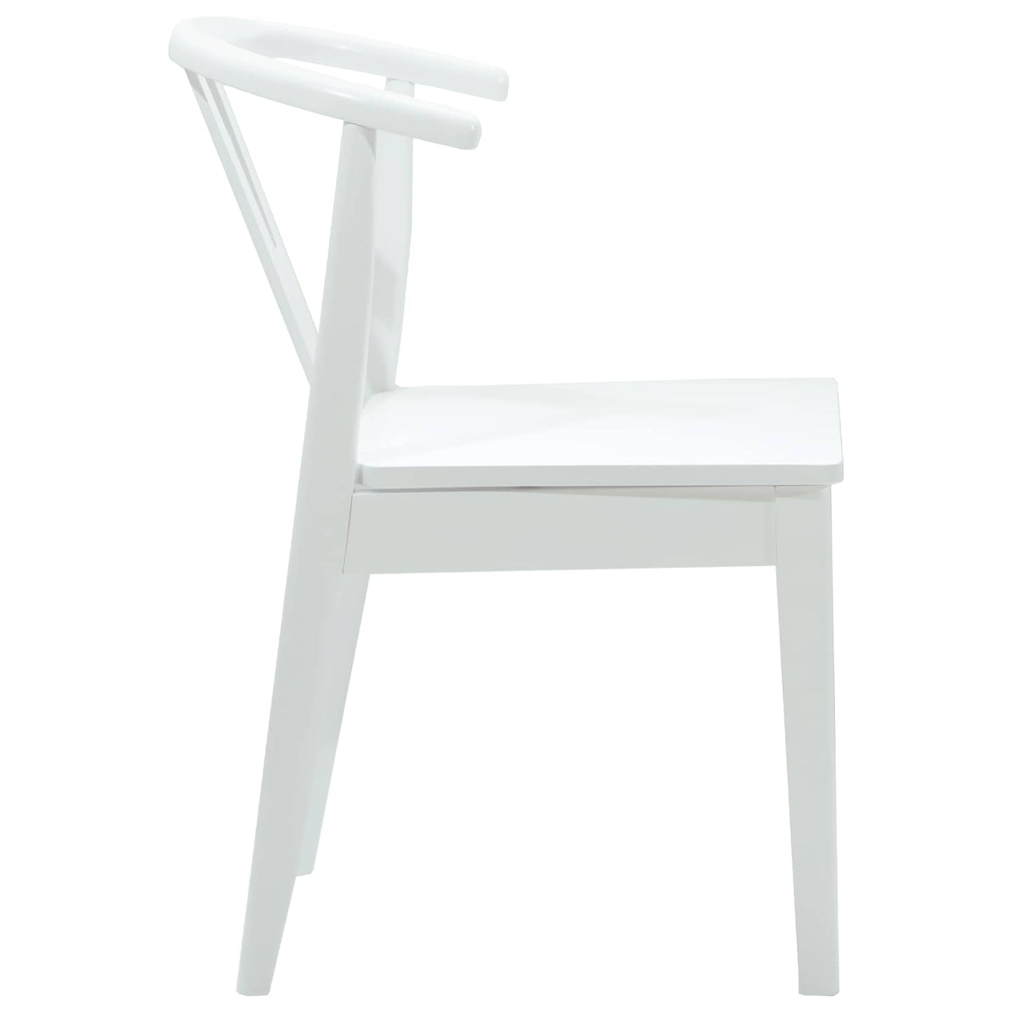 Dining Chair 2 pcs White and White Solid Rubber Wood