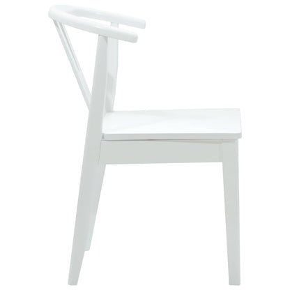 Dining Chair 2 pcs White and White Solid Rubber Wood