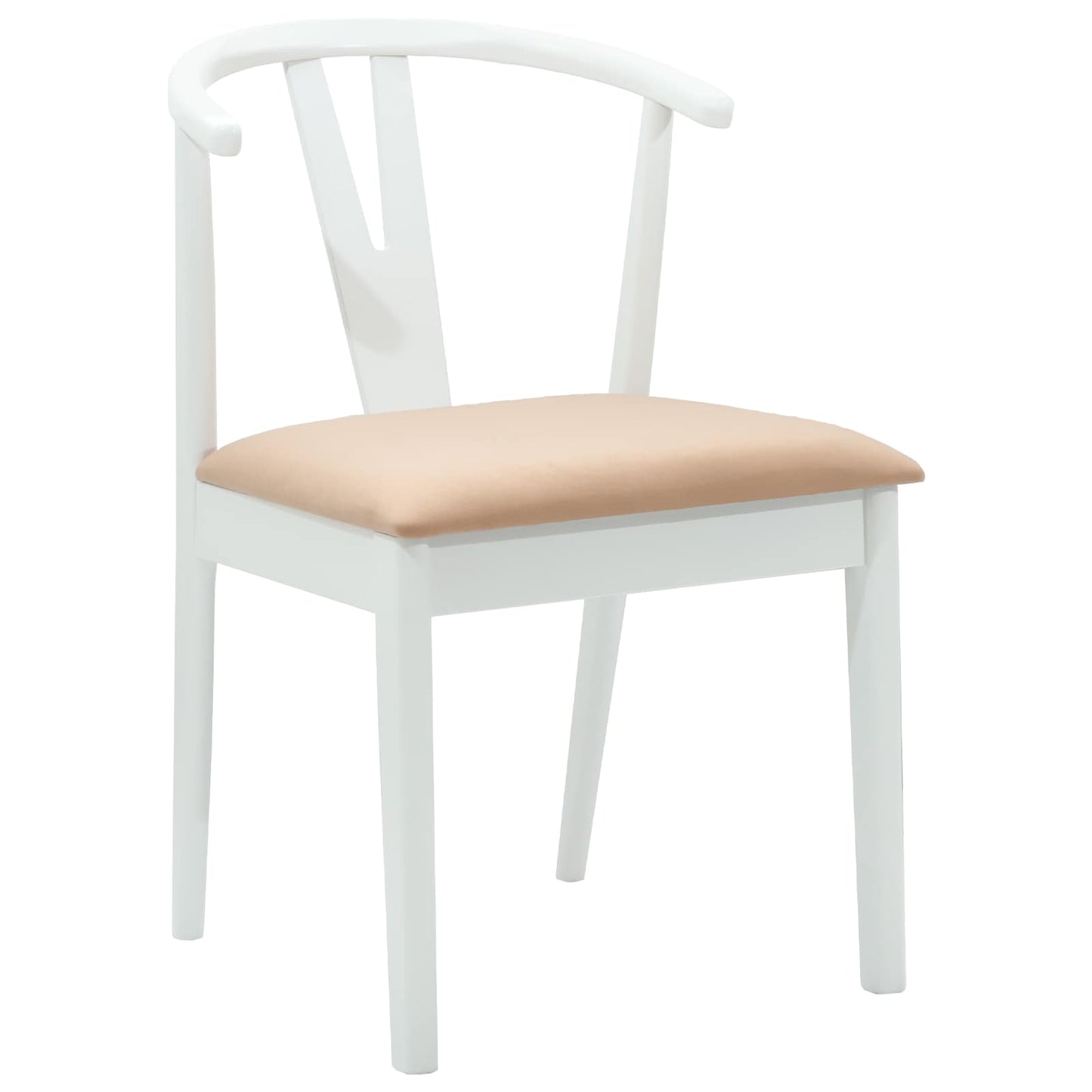 Dining Chair 2 pcs White and Brown Solid Rubber Wood