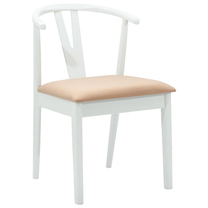 Dining Chair 2 pcs White and Brown Solid Rubber Wood