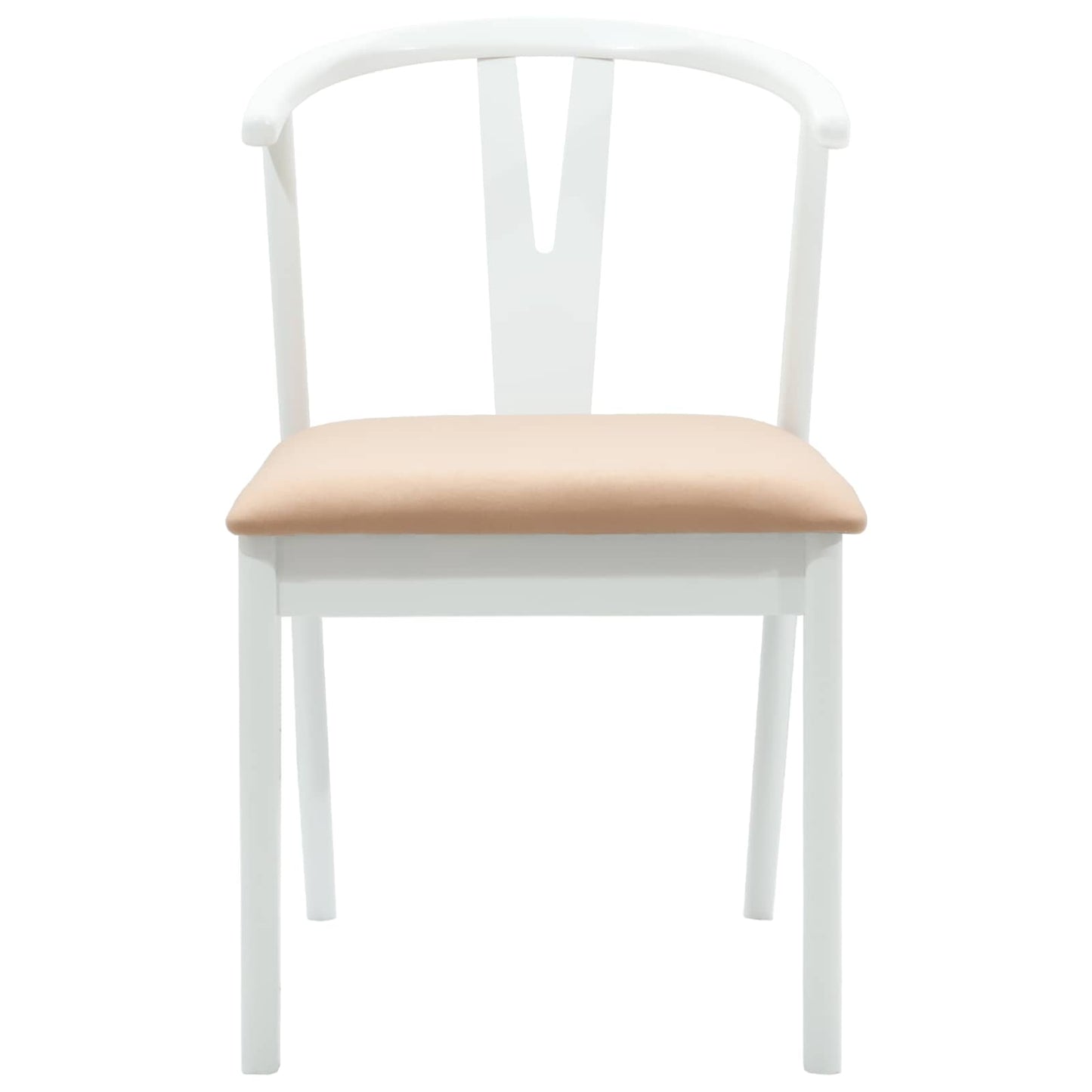 Dining Chair 2 pcs White and Brown Solid Rubber Wood